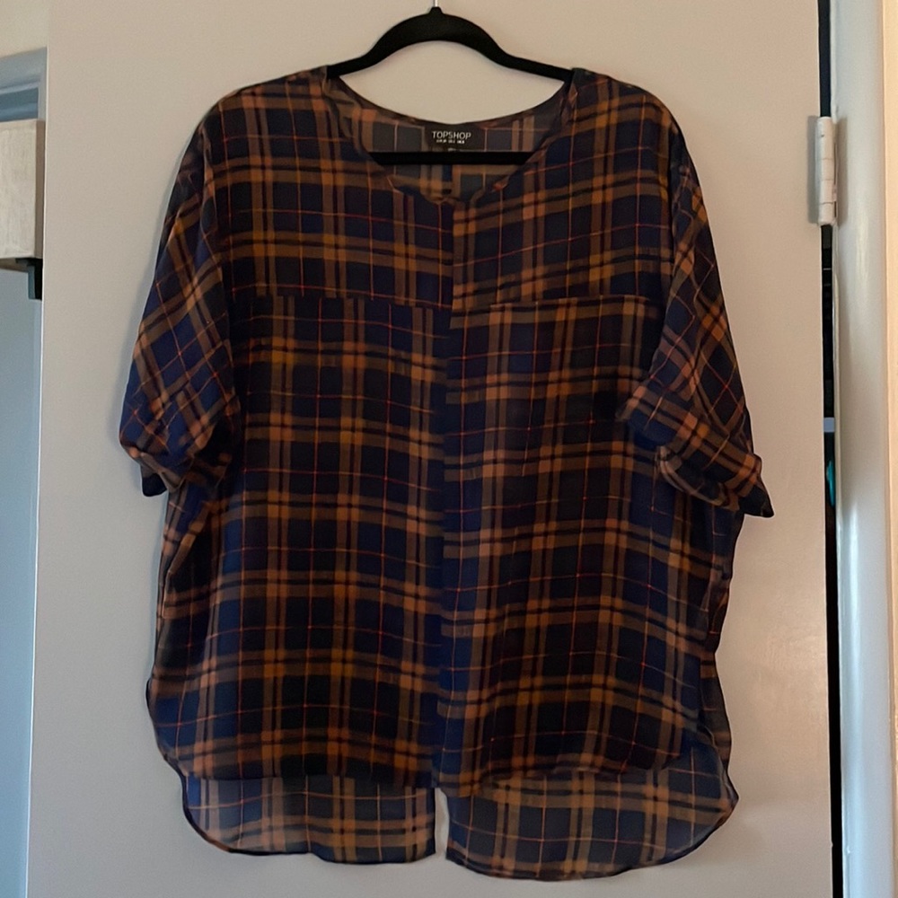 Top Shop Flannel Print Top